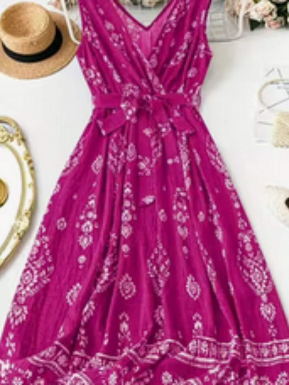 Rose Red Floral Print Maxi Dress